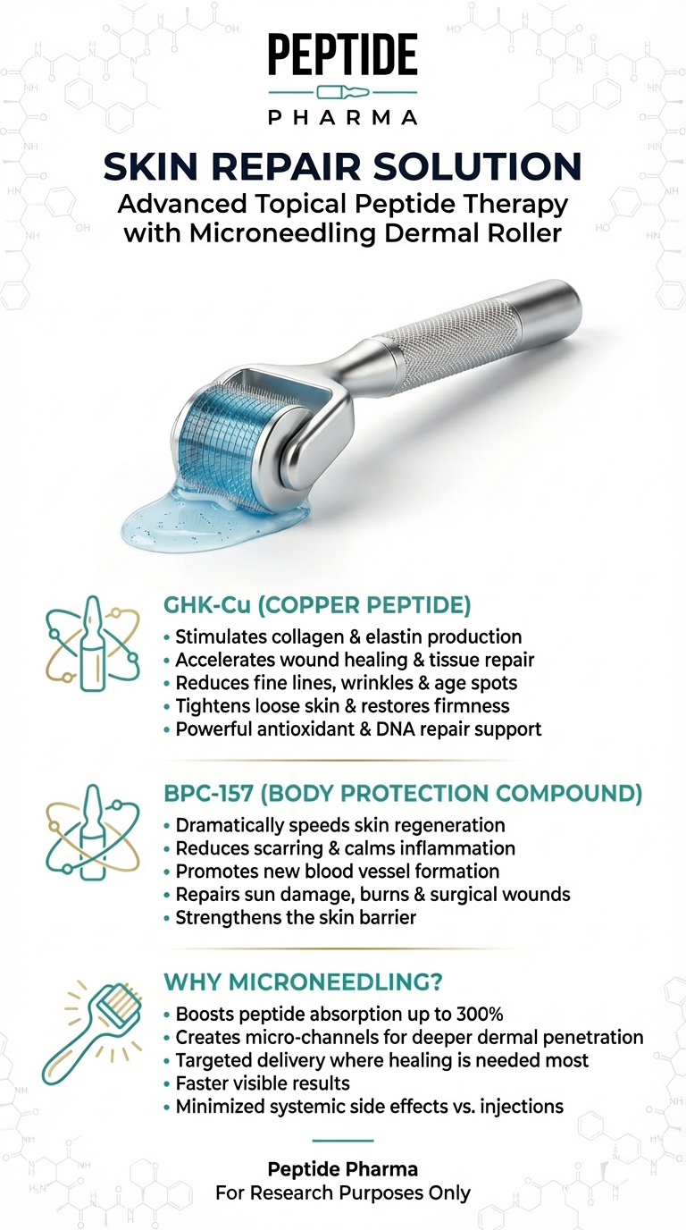 Anti Aging Skin Repair GHK-Cu and BPC-157 Peptide Serum 100 Kits Skin Repair Solution with Microdermal Roller