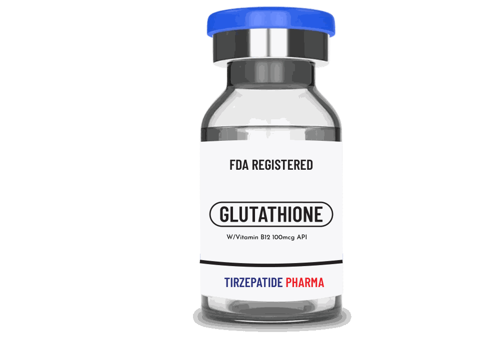 FDA registered Glutathione GSH skin whitening vial with Vitamin B12 100mcg API by Tirzepatide Pharma