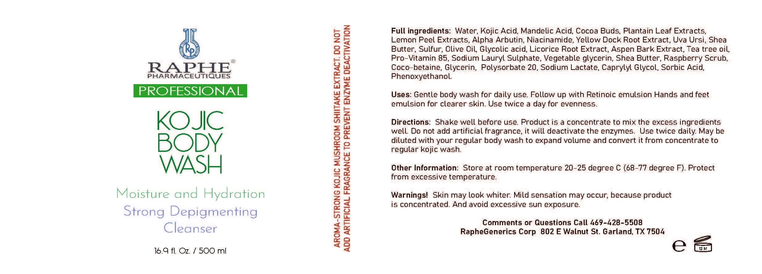 Kojic Body wash Concentrate 12-16oz  Skin Brightening Body Wash – Concentrated Glow & Renewal Formula