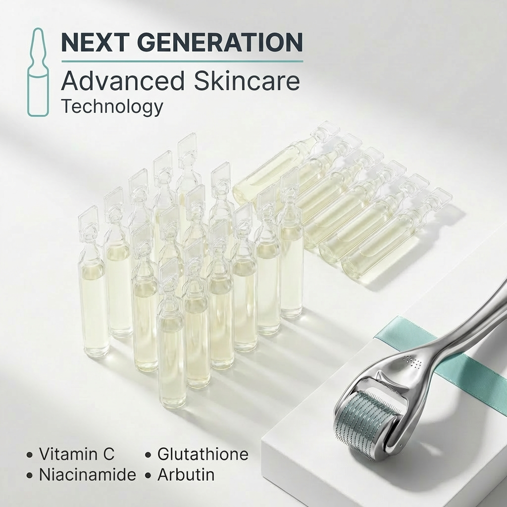Skin Brightening 100 Kits of Advanced Glutathione + Niacinamide Vials with Integrated Microneedling Infusion