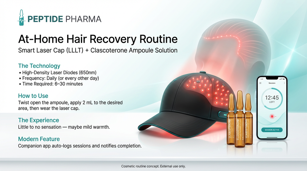 Hair Loss Treatment Advanced System 100 Kit: Dual-Action Clascoterone Minoxidil Sulphate Ampoules Hair Growth Serum with Dermal Micro-Stamp
